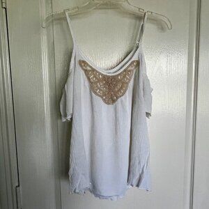 Mudd Cold Shoulder White Blouse